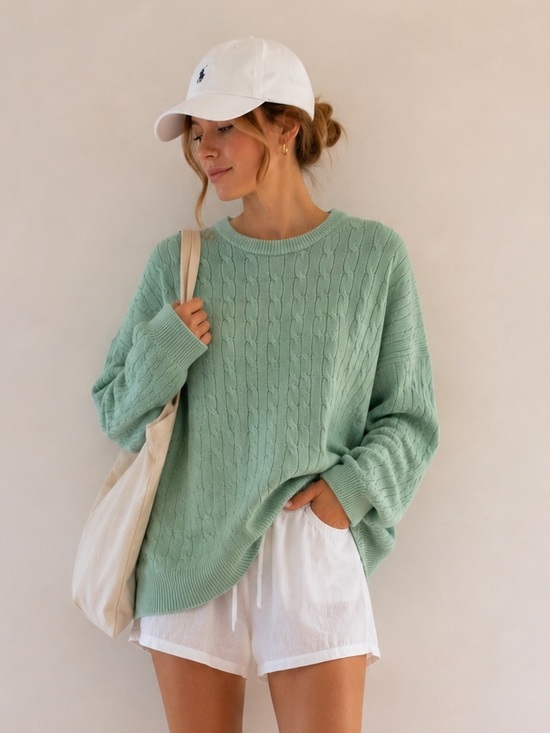 Vineyard Vines Sweaters - Vineyard Vines Mint Cable Knit Cashmere Merino Sweater Women’s L